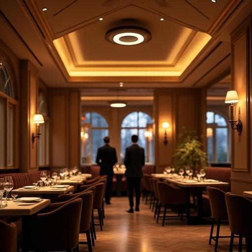 Restaurant with discreet ceiling speakers